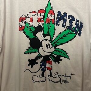 Brooklyn Vertical •Steamin• Steamboat Willie Mickey Mous 420 Tee White, Graphic